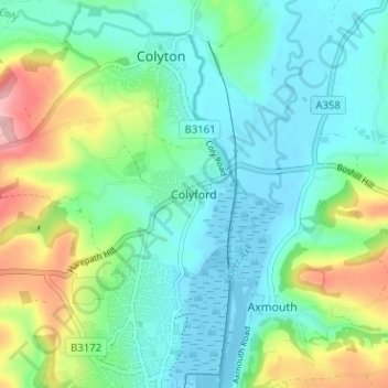 Colyford topographic map, elevation, terrain