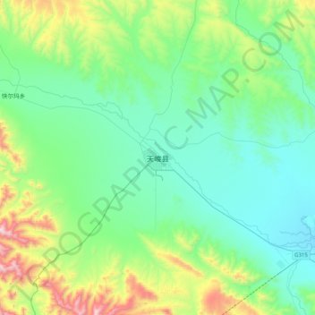 天峻县 topographic map, elevation, terrain