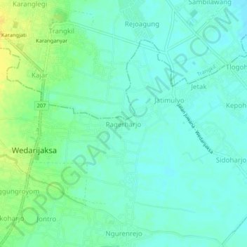 Pagerharjo topographic map, elevation, terrain