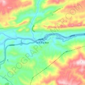 长底布依族乡 topographic map, elevation, terrain