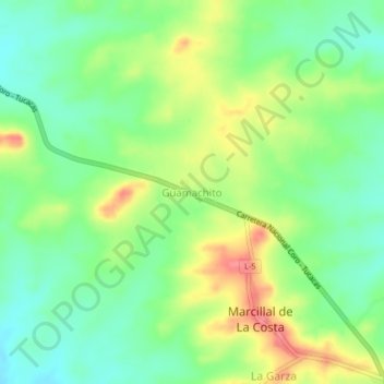 Guamachito topographic map, elevation, terrain
