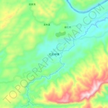 红石林镇 topographic map, elevation, terrain