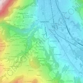 Les Raccards topographic map, elevation, terrain