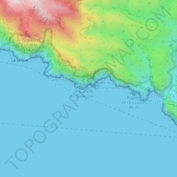 Anse de la Baume topographic map, elevation, terrain