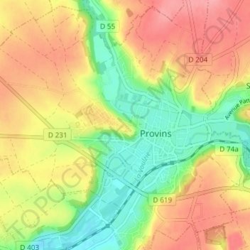 Ville-haute topographic map, elevation, terrain