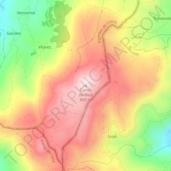 Corno do Bico topographic map, elevation, terrain