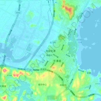 海坛街道 topographic map, elevation, terrain