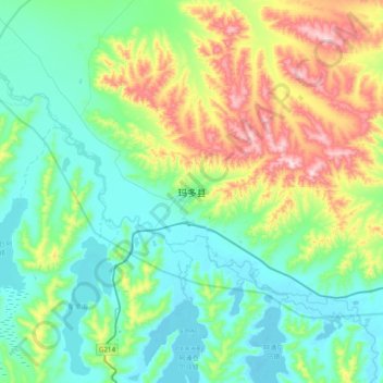 玛多县 topographic map, elevation, terrain