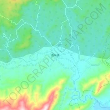 高平镇 topographic map, elevation, terrain