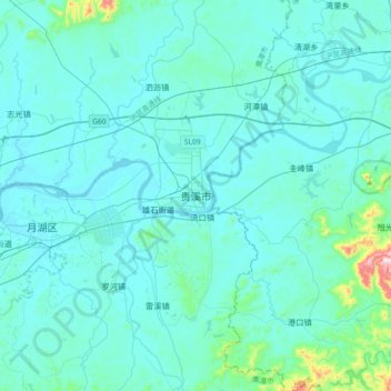 贵溪市 topographic map, elevation, terrain