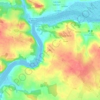 Ros topographic map, elevation, terrain