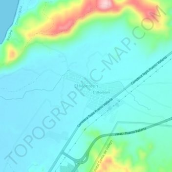 El Monteon topographic map, elevation, terrain