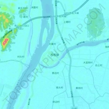 芦苞镇 topographic map, elevation, terrain