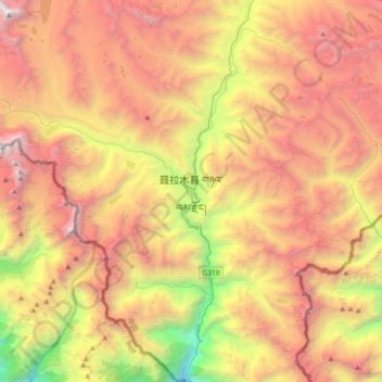 Nyalam topographic map, elevation, terrain