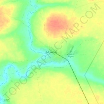 Mulobezi topographic map, elevation, terrain