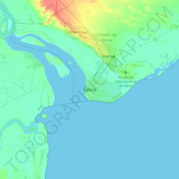 Beira topographic map, elevation, terrain
