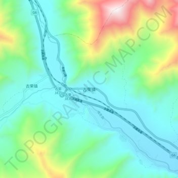 古荣镇 topographic map, elevation, terrain