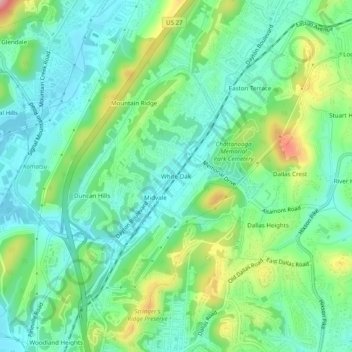 White Oak topographic map, elevation, terrain