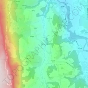 Parmand topographic map, elevation, terrain