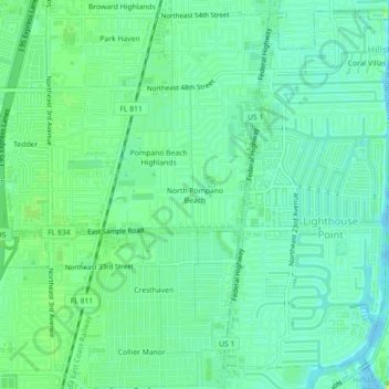 North Pompano Beach topographic map, elevation, terrain