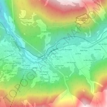 La Griaz topographic map, elevation, terrain
