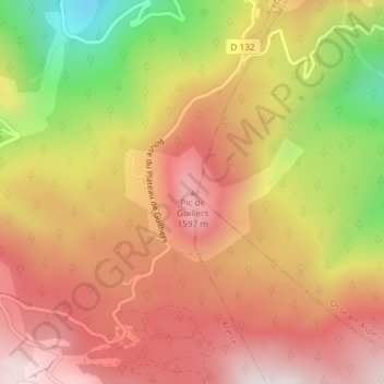 Pic de Guillers topographic map, elevation, terrain