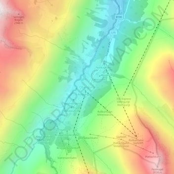 Obergurgl topographic map, elevation, terrain