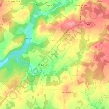 Le Breuil topographic map, elevation, terrain