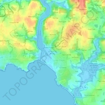 Le Vallon du Pouldu topographic map, elevation, terrain