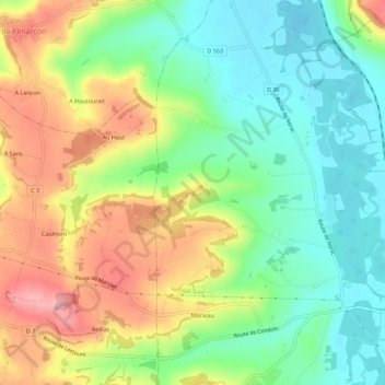 Mirail topographic map, elevation, terrain