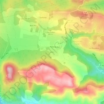 Valère topographic map, elevation, terrain