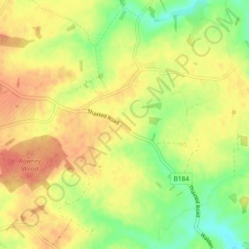 Howlett End topographic map, elevation, terrain