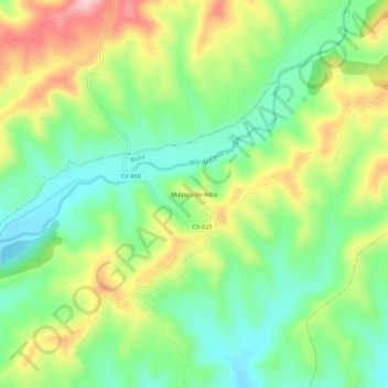 Malpica de Arba topographic map, elevation, terrain