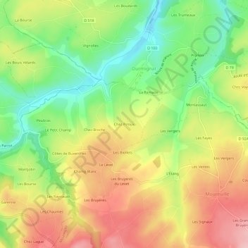 Chez Piroux topographic map, elevation, terrain