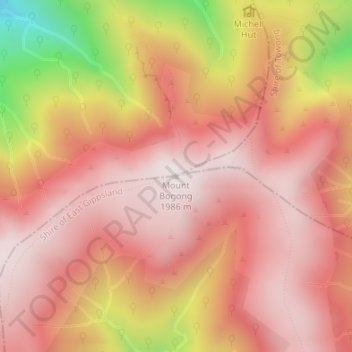 Mount Bogong topographic map, elevation, terrain