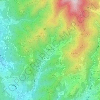 Lippisbacher Hof topographic map, elevation, terrain