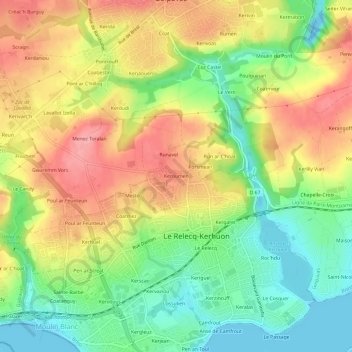 Keroumen topographic map, elevation, terrain