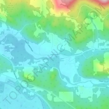 Fall Creek topographic map, elevation, terrain