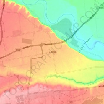 太平镇 topographic map, elevation, terrain
