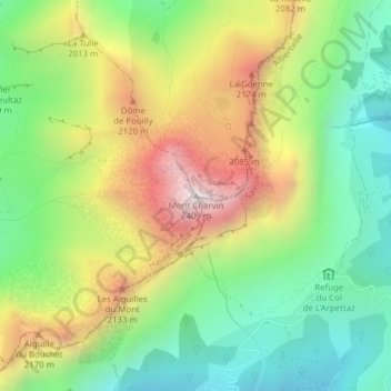 Mont Charvin topographic map, elevation, terrain
