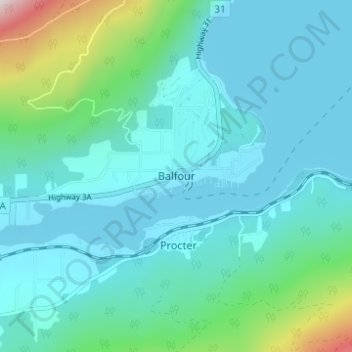 Balfour topographic map, elevation, terrain