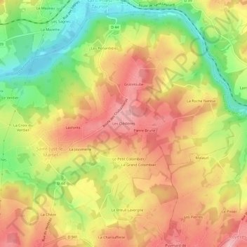 Les Clédières topographic map, elevation, terrain