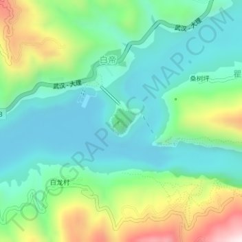 白帝城 topographic map, elevation, terrain