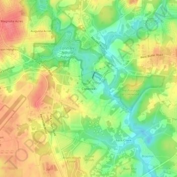 Conestee topographic map, elevation, terrain