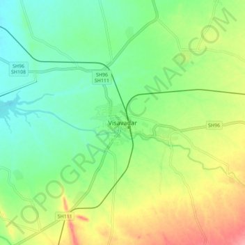 Visavadar topographic map, elevation, terrain