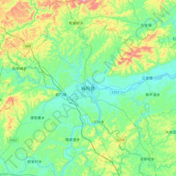 麻阳县 topographic map, elevation, terrain