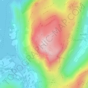 Place Fell topographic map, elevation, terrain