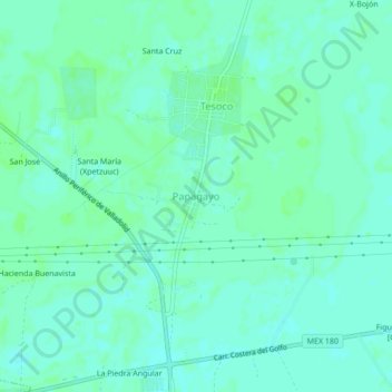 Papagayo topographic map, elevation, terrain