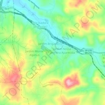 Brigadeiro Tobias topographic map, elevation, terrain