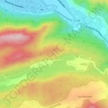 Gorges de la petite Sainte Baume topographic map, elevation, terrain